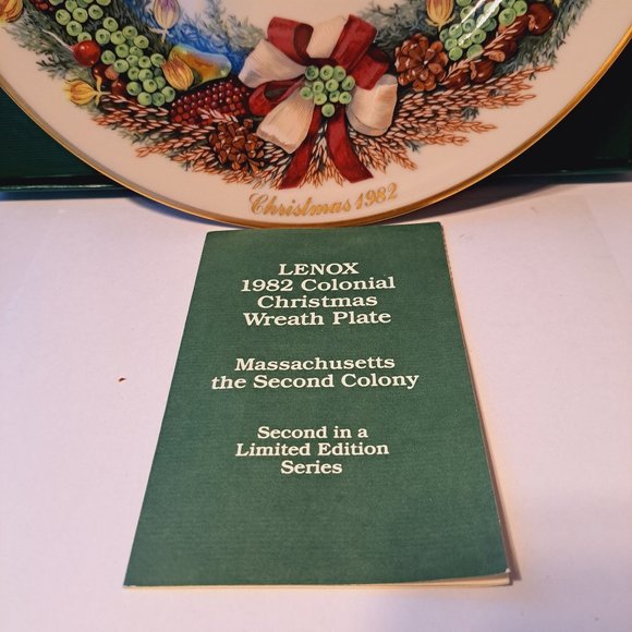 1982- LENOX Colonial Christmas Wreath Plate Ltd. Ed....
